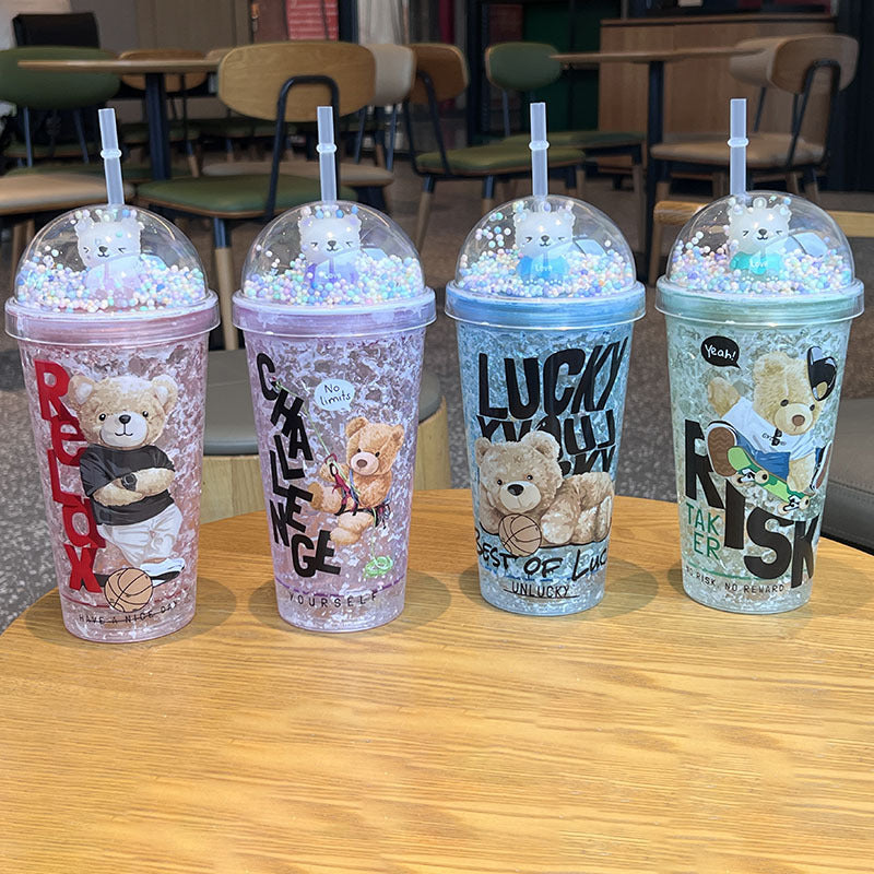 Cute Bear Plastic Ice Cream Water Bottle