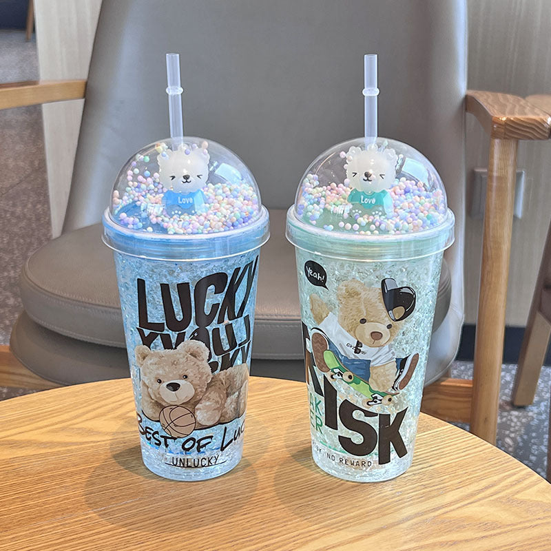 Cute Bear Plastic Ice Cream Water Bottle