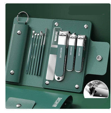 Nail Clippers Set Nail Care Stainless Steel Leather case