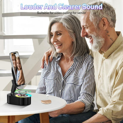 Upgraded Cell Phone Stand with Induction Speaker/Power Bank/Atmosphere Light