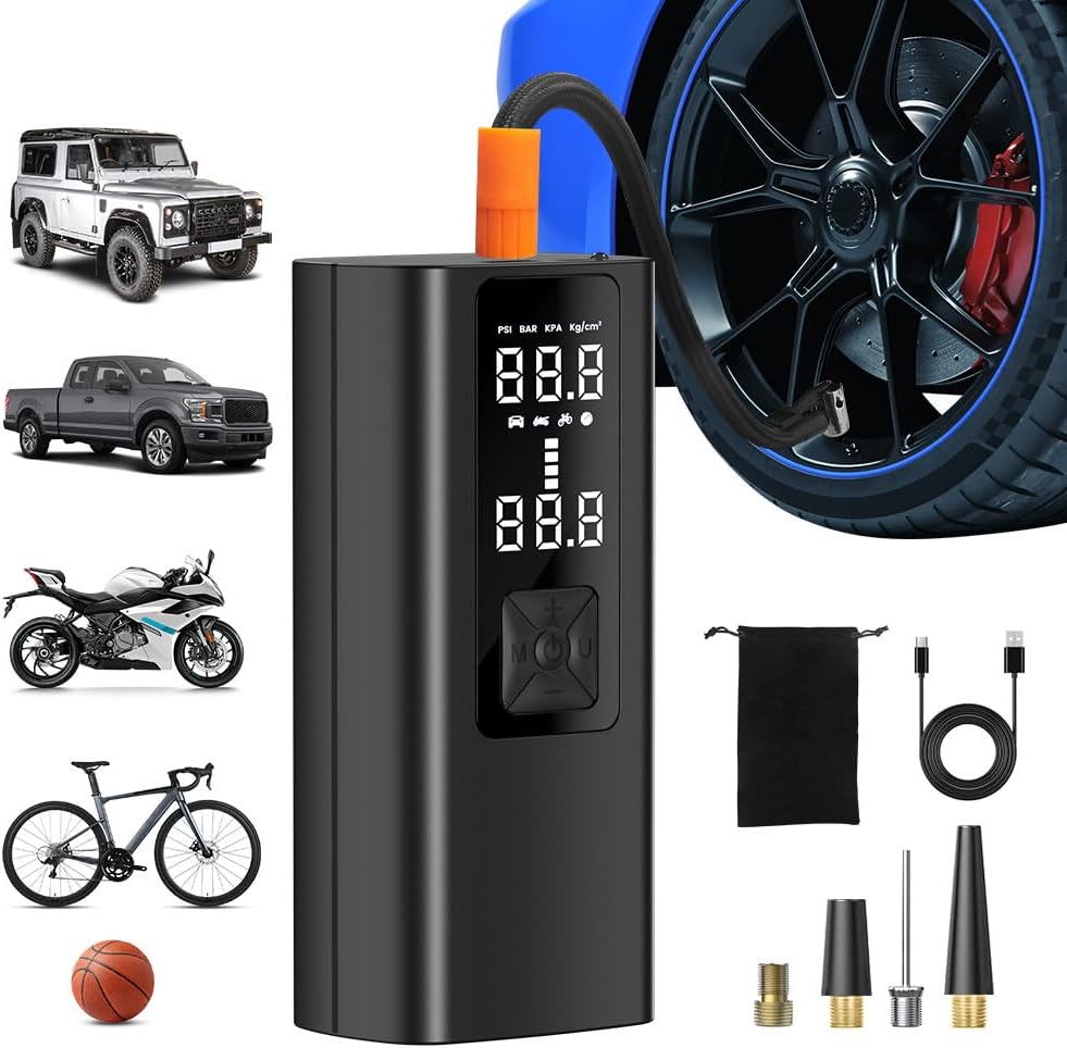 Tire Inflator, Portable 150PSI Air Compressor, Air Pump with LED Light