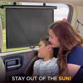 Car Side Window Sun Shade (2 Pack) | Retractable Car Roller Sunshade for Kids