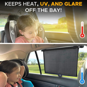 Car Side Window Sun Shade (2 Pack) | Retractable Car Roller Sunshade for Kids