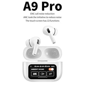 A9 Pro Wireless Earbuds With Smart Touch Screen – ANC/ENC