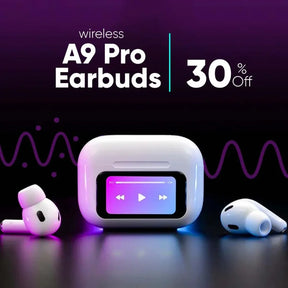 A9 Pro Wireless Earbuds With Smart Touch Screen – ANC/ENC