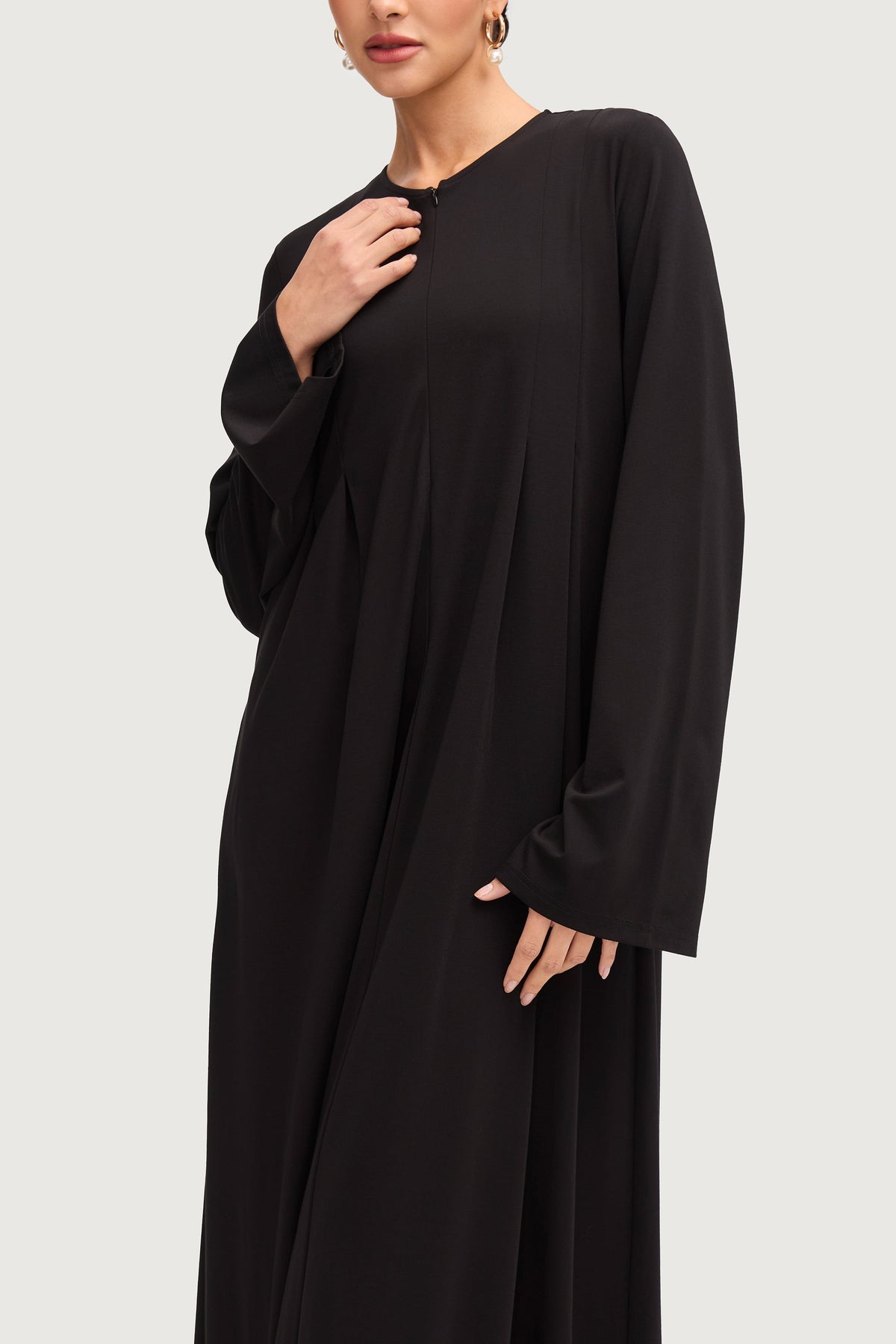 Basima Zip Front Abaya - Black