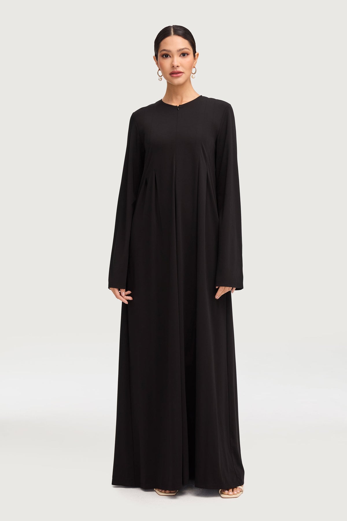 Basima Zip Front Abaya - Black