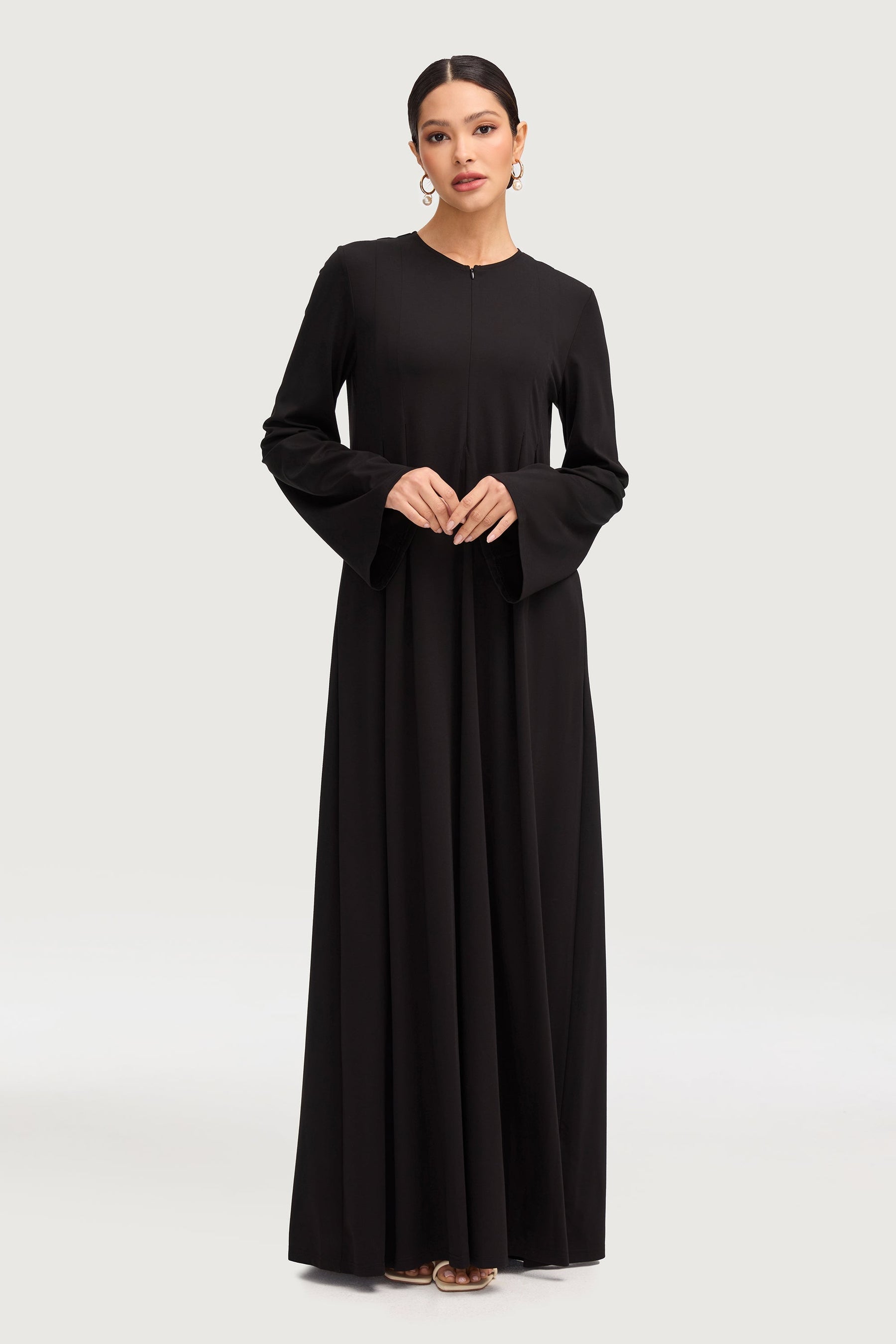 Basima Zip Front Abaya - Black