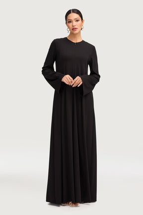 Basima Zip Front Abaya - Black