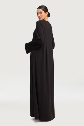 Basima Zip Front Abaya - Black