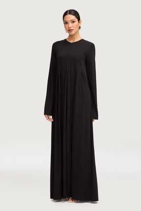 Basima Zip Front Abaya - Black