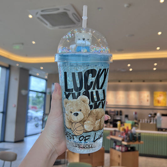 Cute Bear Plastic Ice Cream Water Bottle