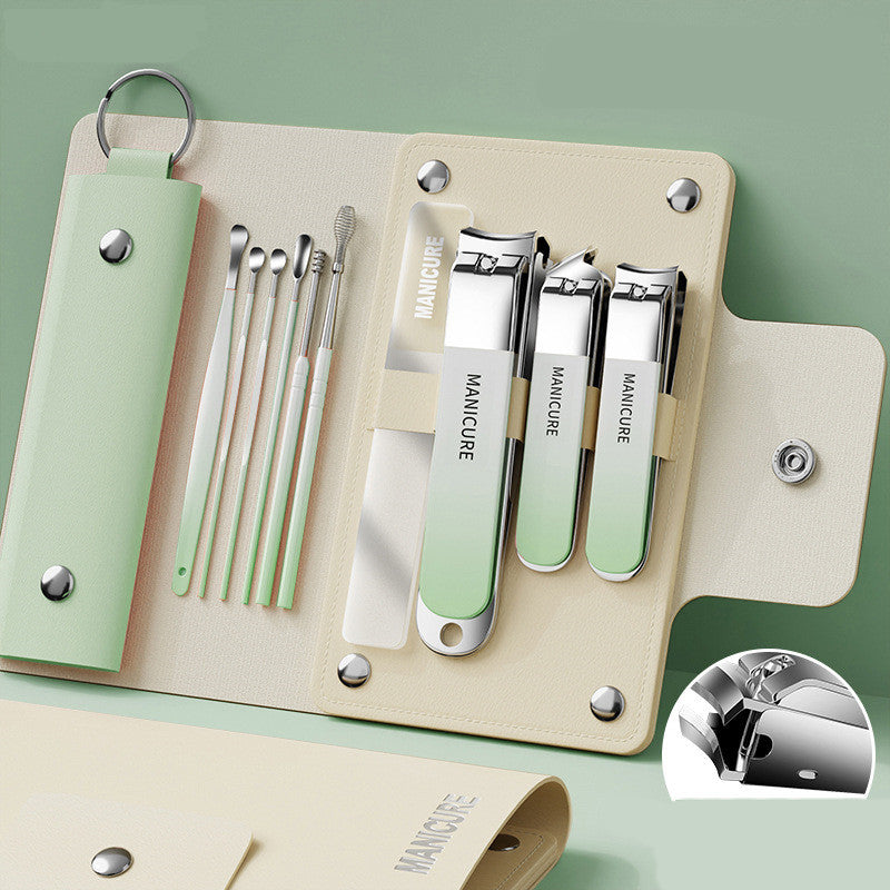 Nail Clippers Set Nail Care Stainless Steel Leather case