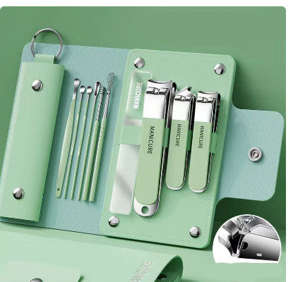 Nail Clippers Set Nail Care Stainless Steel Leather case