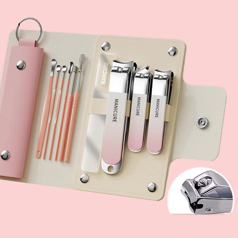 Nail Clippers Set Nail Care Stainless Steel Leather case