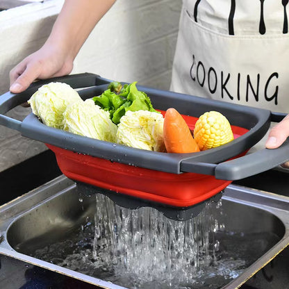 Kitchen Folding Strainers Fruit Vegetable Drain Basket