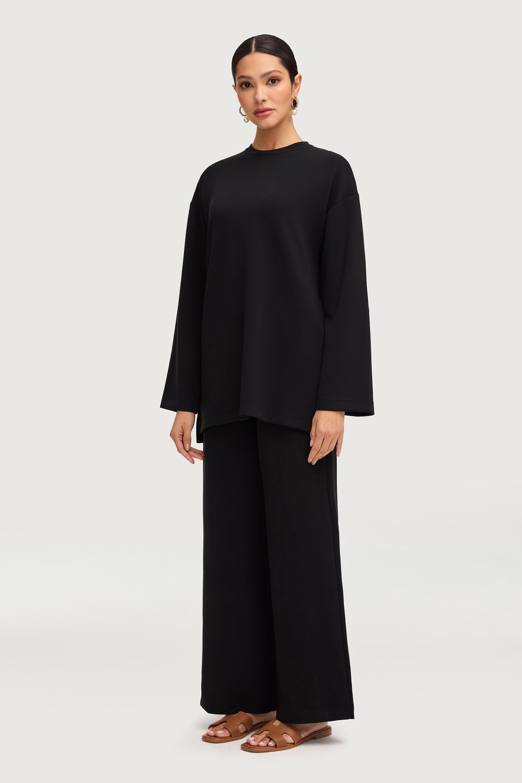 Maya Everyday Wide Leg Pants - Black