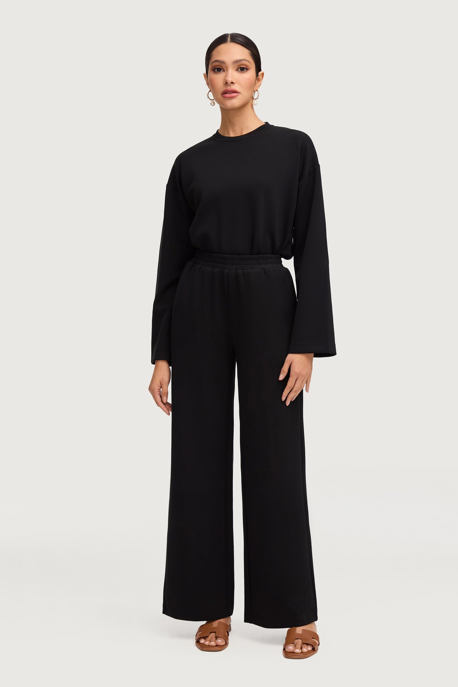 Maya Everyday Wide Leg Pants - Black