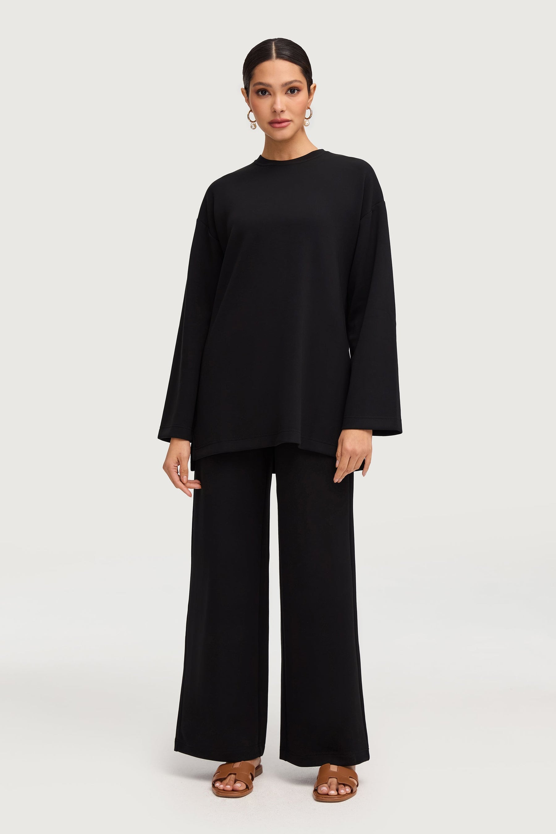 Maya Everyday Wide Leg Pants - Black