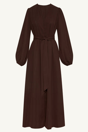 Najma Chiffon Abaya & Dress Set - Cocoa Brown