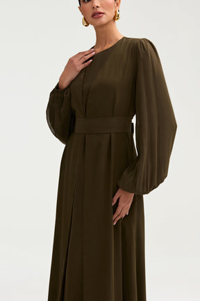 Najma Chiffon Dress - Olive