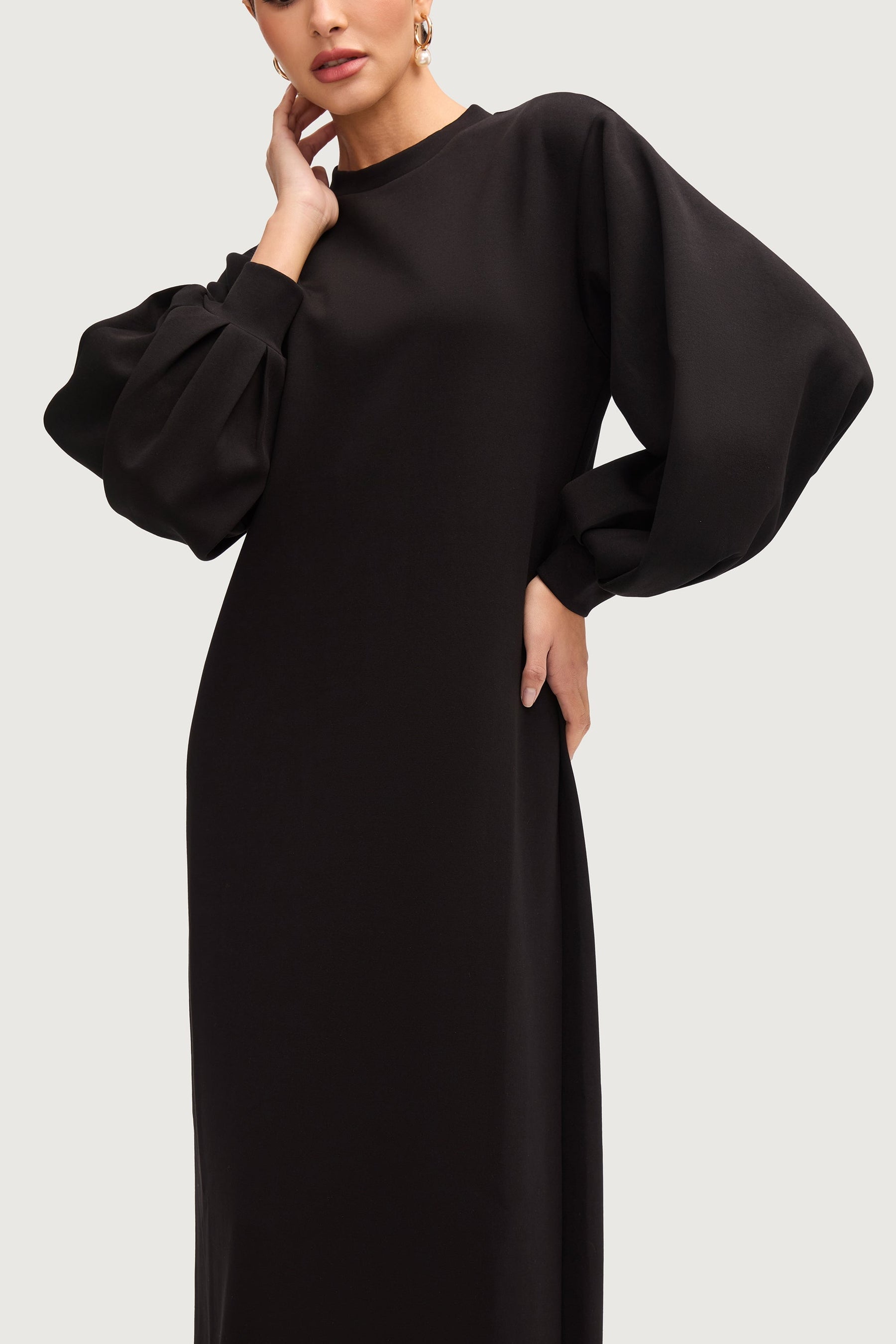 Payton Balloon Sleeve Maxi Dress - Black