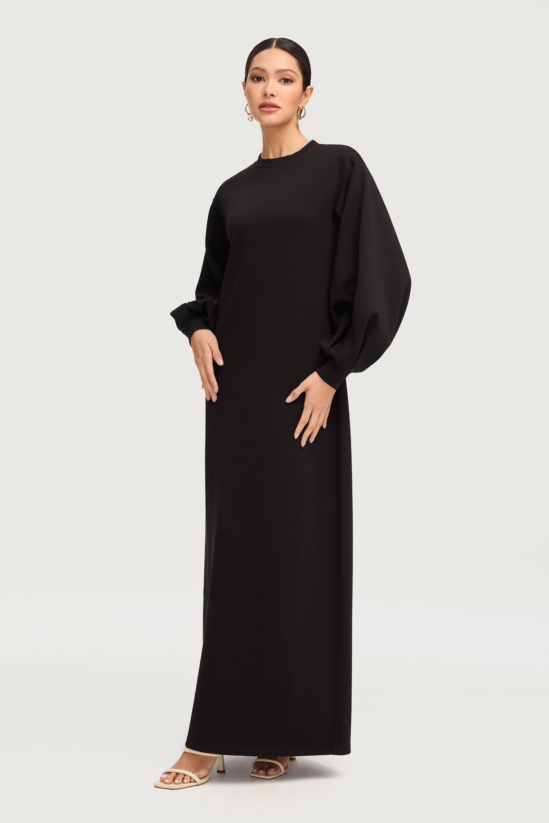 Payton Balloon Sleeve Maxi Dress - Black