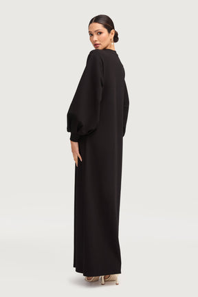 Payton Balloon Sleeve Maxi Dress - Black